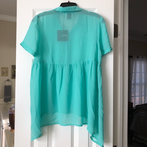 Size 6 Petite Green Tunic Blouse - Picture 5 of 7
